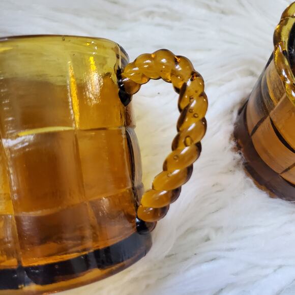 Vintage Amber Glass Creamer and Sugar Bowl Set - Picture 8 of 11